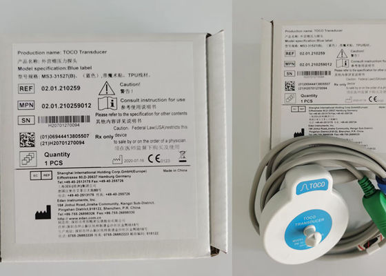 MS3-31527 Toco Transducer Probe 6 Needle Single Slot Blue Ribbon Velcro 2,5 μέτρα μήκος