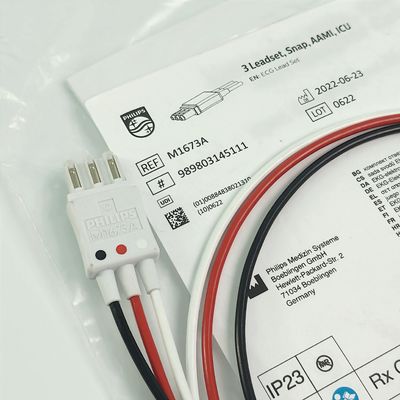 REF M1673A PHILIP Μονιτέρ ασθενούς CBL 3 Leadset Snap AAMI ICU PN 989803145111