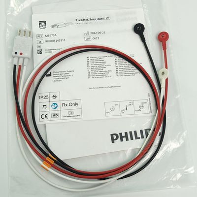 REF M1673A PHILIP Μονιτέρ ασθενούς CBL 3 Leadset Snap AAMI ICU PN 989803145111