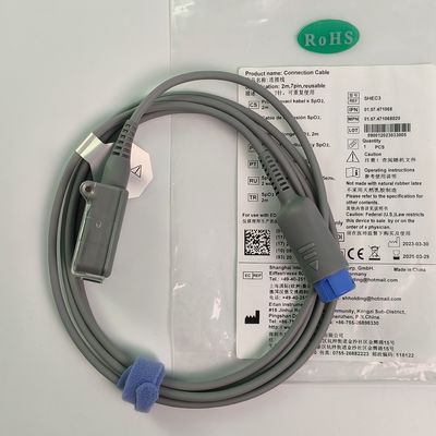 REF SHEC3 Καλώδιο επέκτασης οξυγόνου αίματος 2M Γαλάζια στρογγυλή κεφαλή μεμονωμένη τρύπα 7 καρφίτσες L 2,0 μέτρα