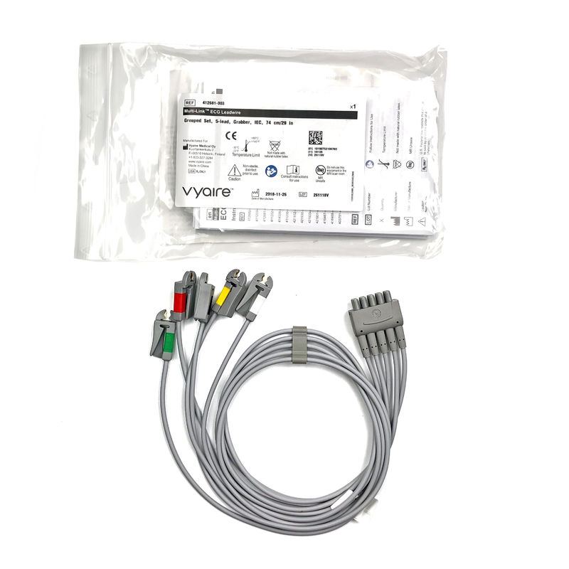 GE Ref:412681-003 Ομάδα οχημάτων με πολυσύνδεση ΗΚΓ Leadwire Set,5 -Lead,Grabber,IEC 74 CM /29 IN